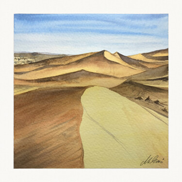 Painting titled "Desert in Morocco 2" by Maciej Kłosowski, Original Artwork, Watercolor
