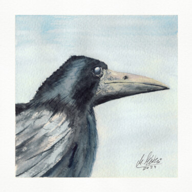 Pintura titulada "Polish birds - Corv…" por Maciej Kłosowski, Obra de arte original, Acuarela