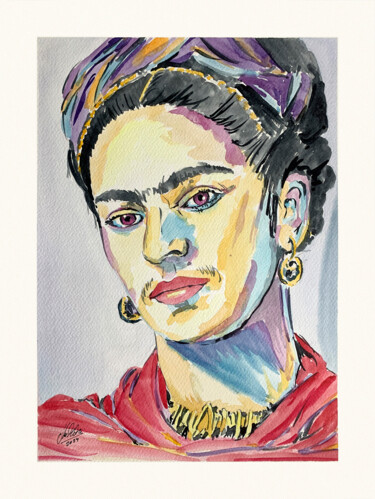 Pittura intitolato "Frida Kahlo" da Maciej Kłosowski, Opera d'arte originale, Acquarello