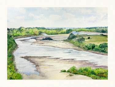 Painting titled "The Vistula River i…" by Maciej Kłosowski, Original Artwork, Watercolor