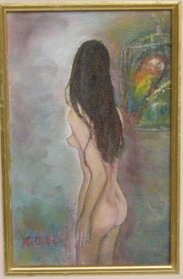 Peinture intitulée "La Belle au Perroqu…" par Maclade, Œuvre d'art originale, Huile