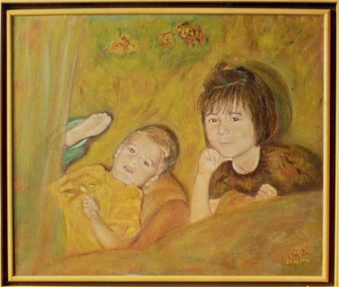 Pintura intitulada "portrait-enfants-ba…" por Maclade, Obras de arte originais, Óleo