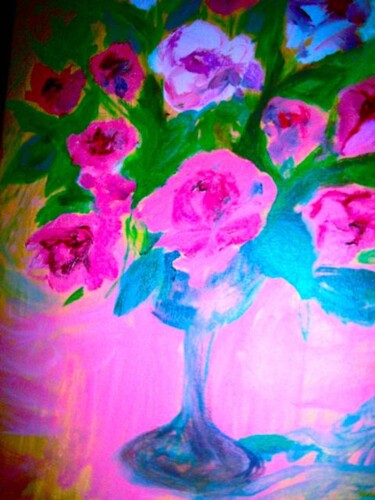 Pintura titulada "Fleurs fluo" por Madeleine Gendron, Obra de arte original, Oleo