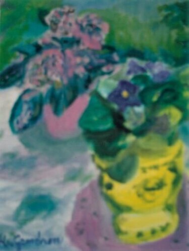 Peinture intitulée "Violettes" par Madeleine Gendron, Œuvre d'art originale, Huile