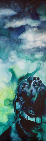 Peinture intitulée "Chien 3" par Madeline Berger (MadB), Œuvre d'art originale, Aquarelle