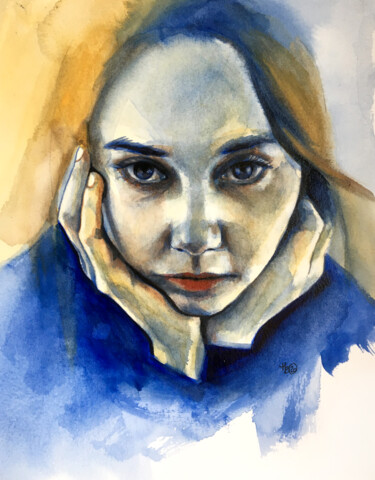 Peinture intitulée "Petit portrait fauv…" par Madeline Berger (MadB), Œuvre d'art originale, Aquarelle