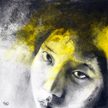 Painting titled "Furtive" by Madeline Berger (MadB), Original Artwork, Charcoal