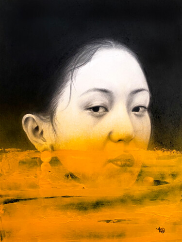 Dessin intitulée "Inaudible orange" par Madeline Berger (MadB), Œuvre d'art originale, Crayon