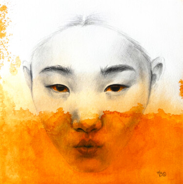Disegno intitolato "Inaudible orange et…" da Madeline Berger (MadB), Opera d'arte originale, Grafite
