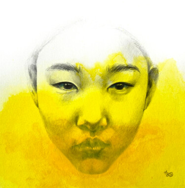 Dessin intitulée "inaudible jaune et…" par Madeline Berger (MadB), Œuvre d'art originale, Graphite
