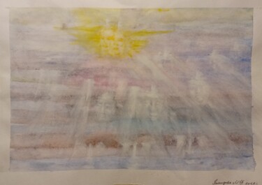 Pittura intitolato "Небо" da Madina Khamidova, Opera d'arte originale, Acquarello