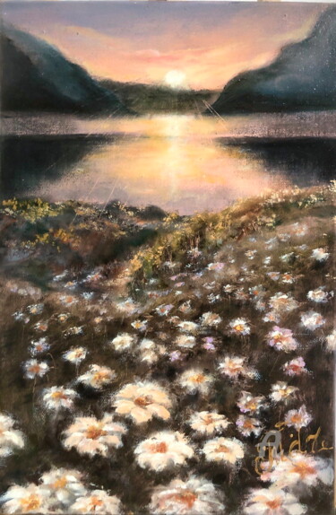 Картина под названием ""Chamomile stars"" - Мадина Таирова, Подлинное произведение искусства, Масло Установлен на Деревянная…