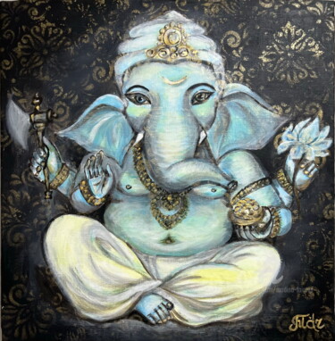 绘画 标题为“"Ganesha"” 由Мадина Таирова, 原创艺术品, 油 安装在木质担架架上