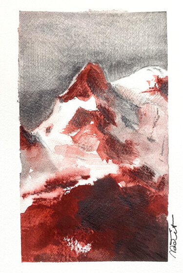 Drawing titled "Montagne sanguine 1" by Madit, Original Artwork, Graphite