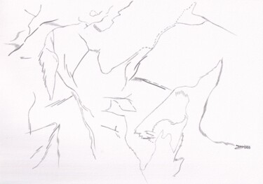 Disegno intitolato "Âmes" da Maeva J., Opera d'arte originale, Grafite