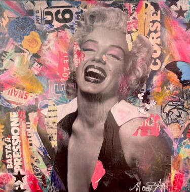 Collages titled "Marilyn Monroe" by Maëva Stara, Original Artwork, Acrylic Mounted on Wood Stretcher frame