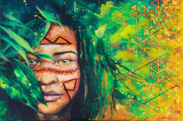 Картина под названием "Amazonie 1" - Magali Angot (Mangot), Подлинное произведение искусства, Акрил Установлен на Деревянная…
