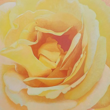 Pittura intitolato "Yellow Rose" da Magali Augris, Opera d'arte originale, Acrilico Montato su Telaio per barella in legno