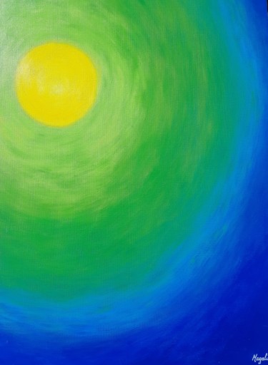 Картина под названием "Pleine lune" - Magali Augris, Подлинное произведение искусства, Акрил Установлен на Деревянная рама д…