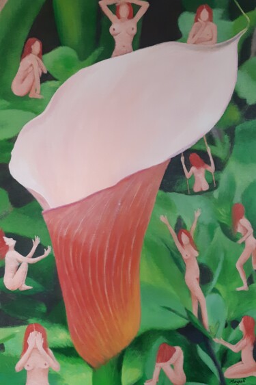 Painting titled "Arum O féeminin" by Magali Augris, Original Artwork, Acrylic Mounted on Wood Stretcher frame