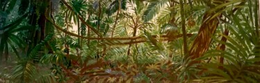 Painting titled "Forêt tropicale" by Magali Laure Tissier, Original Artwork, Acrylic Mounted on Wood Stretcher frame