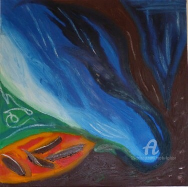 Painting titled "The wind is blowing" by Magda Hoibian, Original Artwork, Oil Mounted on Wood Stretcher frame