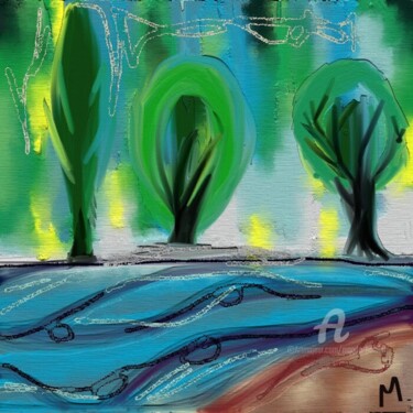 Digital Arts titled "Les arbres" by Magda Hoibian, Original Artwork, Digital Painting