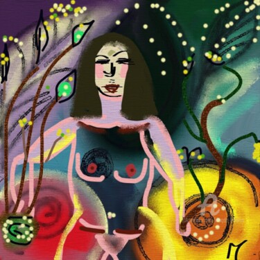 Digital Arts titled "Femme_qui_plante." by Magda Hoibian, Original Artwork, Digital Painting