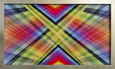 Textile Art titled "ColourX" by Magdalena Kulawik, Original Artwork, String Art Mounted on Wood Panel