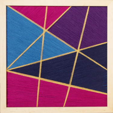 Art textile intitulée "Geometry" par Magdalena Kulawik, Œuvre d'art originale, String Art Monté sur Panneau de bois
