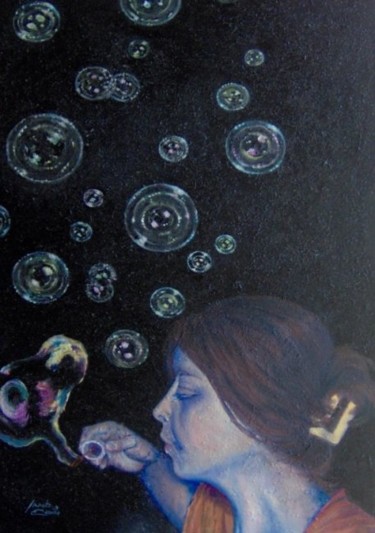Pittura intitolato "Come bolle di sapone" da Magda Carella, Opera d'arte originale, Olio