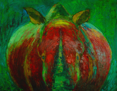 Pintura intitulada "Rhino Rhinoceros An…" por Magdalena Walulik, Obras de arte originais, Acrílico