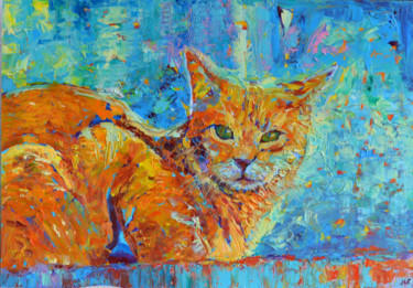 Peinture intitulée "Cat Portrait Pet An…" par Magdalena Walulik, Œuvre d'art originale, Huile