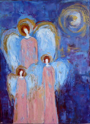 Schilderij getiteld "Angel in Blue Guard…" door Magdalena Walulik, Origineel Kunstwerk, Olie