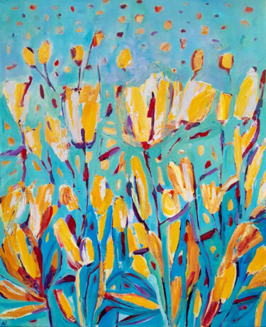 "Żółte tulipany obra…" başlıklı Tablo Magdalena Walulik tarafından, Orijinal sanat, Akrilik Ahşap Sedye çerçevesi üzerine mo…