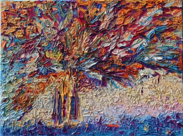 Pintura intitulada "Abstract landscape…" por Magdalena Walulik, Obras de arte originais, Óleo Montado em Armação em madeira