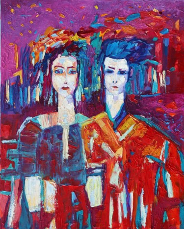 Pittura intitolato "Man and Woman Peopl…" da Magdalena Walulik, Opera d'arte originale, Olio Montato su Telaio per barella i…