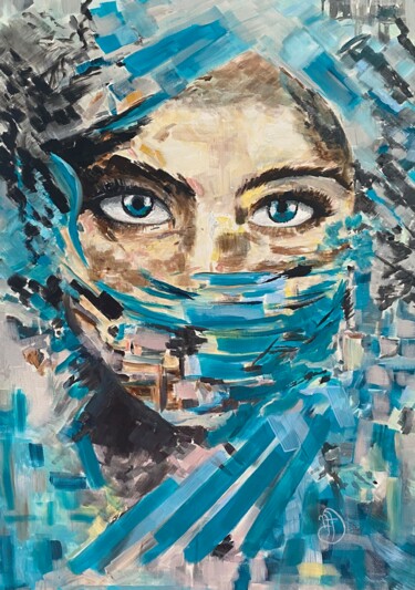 Картина под названием "Turquoise" - Magdalena Widmar, Подлинное произведение искусства, Акрил Установлен на Деревянная рама…