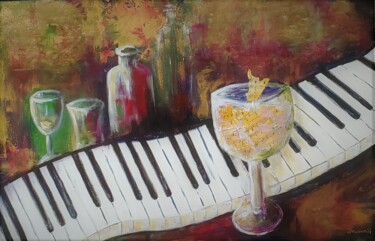 Pintura titulada "PIANO  COCKTAIL" por Maggie Romanovici, Obra de arte original, Acrílico Montado en Bastidor de camilla de…
