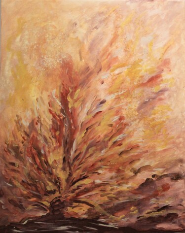Painting titled "Automne flamboyant" by Magic Glance, Original Artwork, Acrylic Mounted on Cardboard