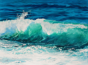 Painting titled "Waves and sea #07" by Svetlana Lileeva, Original Artwork, Watercolor