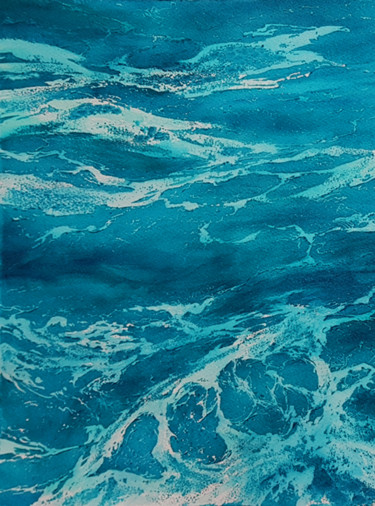 Painting titled "Waves and sea #19 W…" by Svetlana Lileeva, Original Artwork, Watercolor