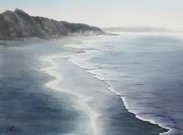 Painting titled "Beach. Seascape - O…" by Svetlana Lileeva, Original Artwork, Watercolor