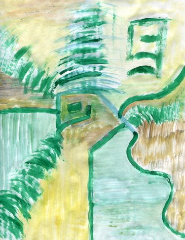 Painting titled "Green scene" by Timothy Voigt, Original Artwork, Acrylic