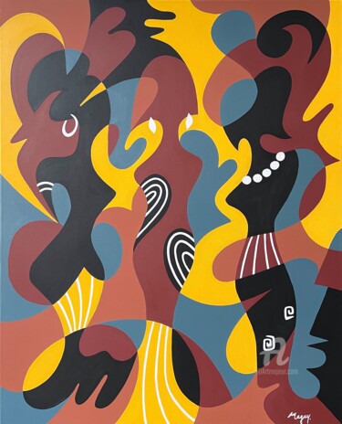 Peinture intitulée "Demoiselles du Sahe…" par Maguy Vaz (50nuancesdemarguerite), Œuvre d'art originale, Acrylique Monté sur…