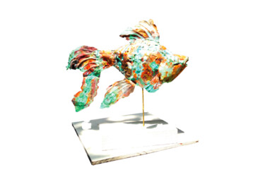 Sculpture intitulée "A Fish on a Stick" par Mahesh Chathuranga Ekanayake, Œuvre d'art originale, Métaux