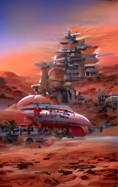 Arte digital titulada "HOUSE ON MARS" por Mahesh Tolani, Obra de arte original, Pintura Digital