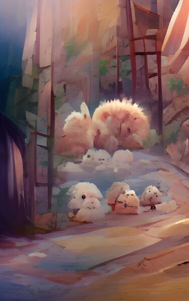 Arte digitale intitolato "HAPPY LITTLE FLUFF…" da Mahesh Tolani, Opera d'arte originale, Pittura digitale