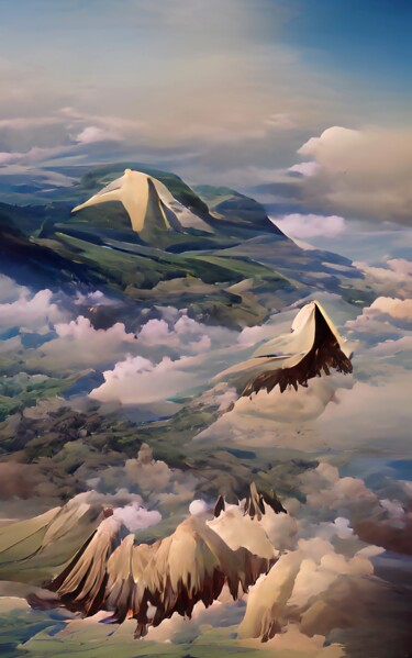 Digitale Kunst mit dem Titel "FLYING MOUNTAINS" von Mahesh Tolani, Original-Kunstwerk, 3D Modellierung