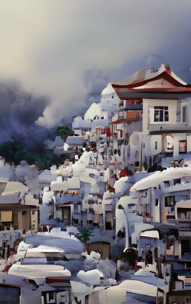 Цифровое искусство под названием "WHITE TOWN" - Mahesh Tolani, Подлинное произведение искусства, Цифровая живопись